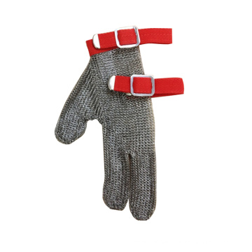 Kettenpost 304L Edelstahl Metallnetz drei Finger Textilgürtel Metzger geschnittene resistente Handschuhe